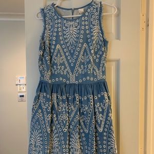 Shoshanna Chambray Embroidered Dress